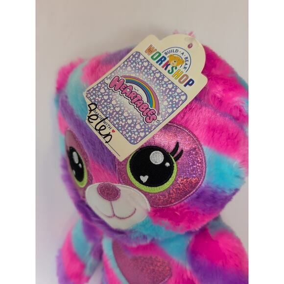 Build A Bear Heartables Panda Plush Pink Blue 16" Purple Striped Large Heart - Picture 4 of 7